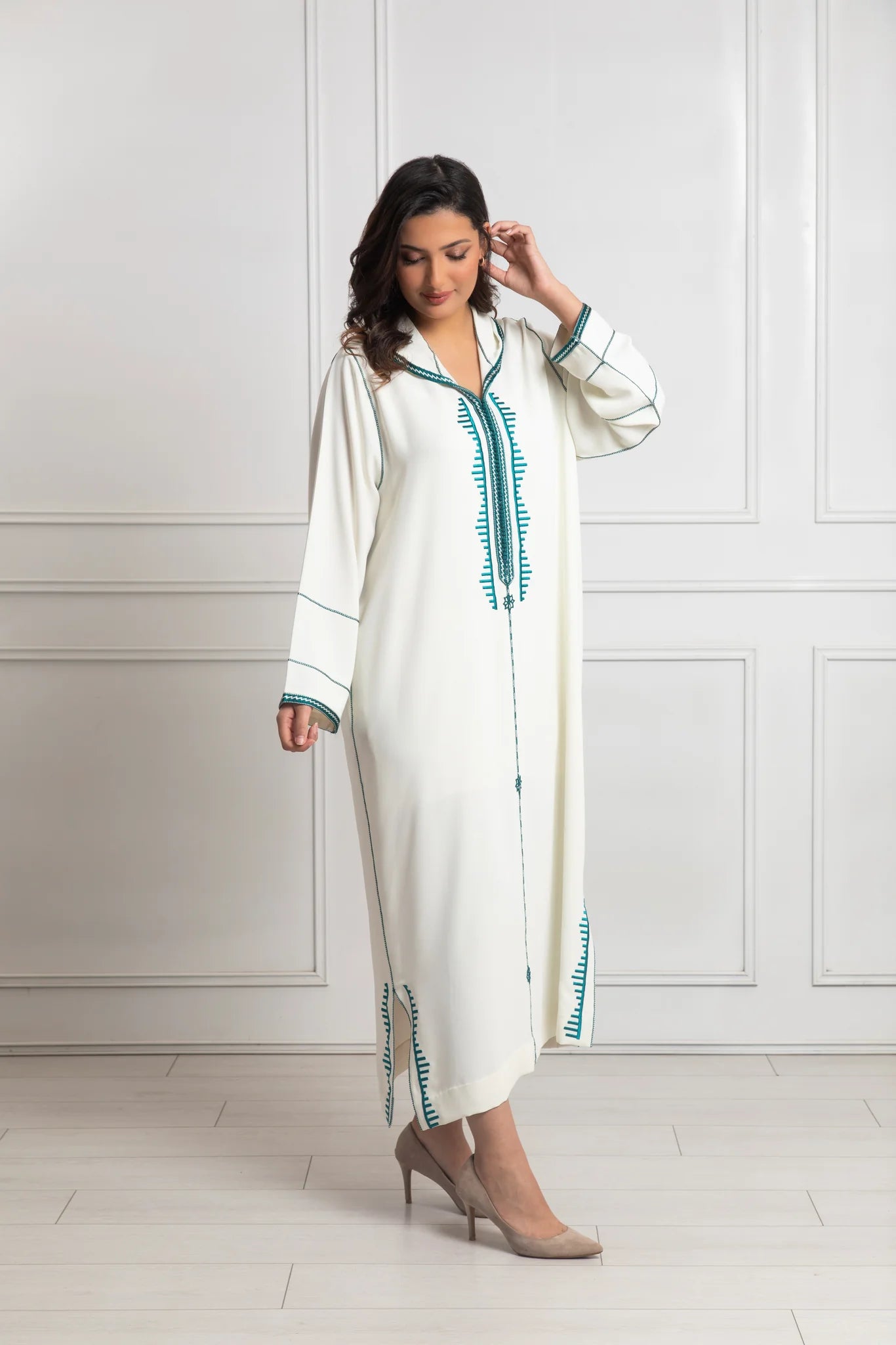 Djellaba Façon Berchmane en Crêpe de Soie